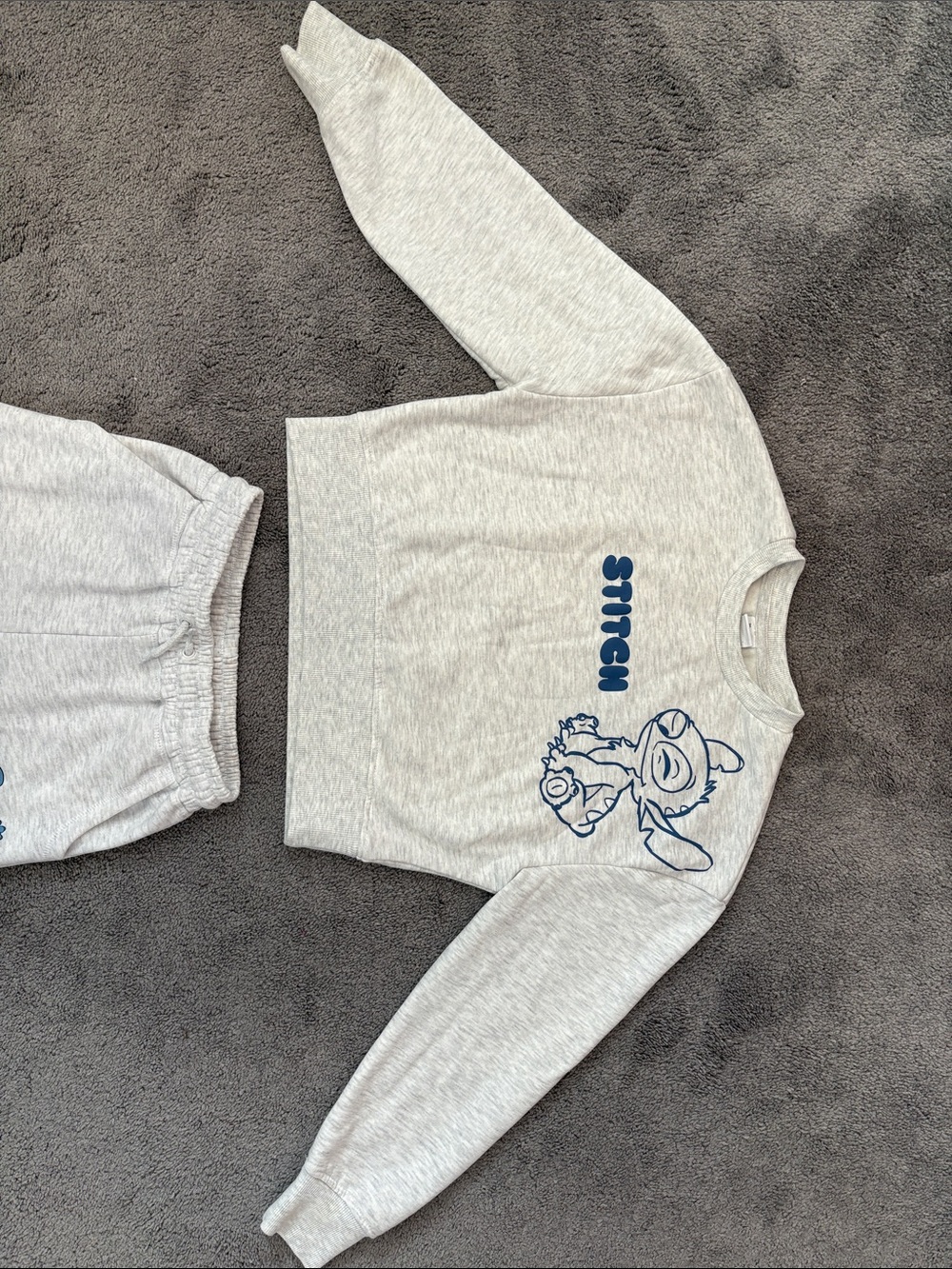 Disney Grey Sweatpants with Blue Stitch Graphic